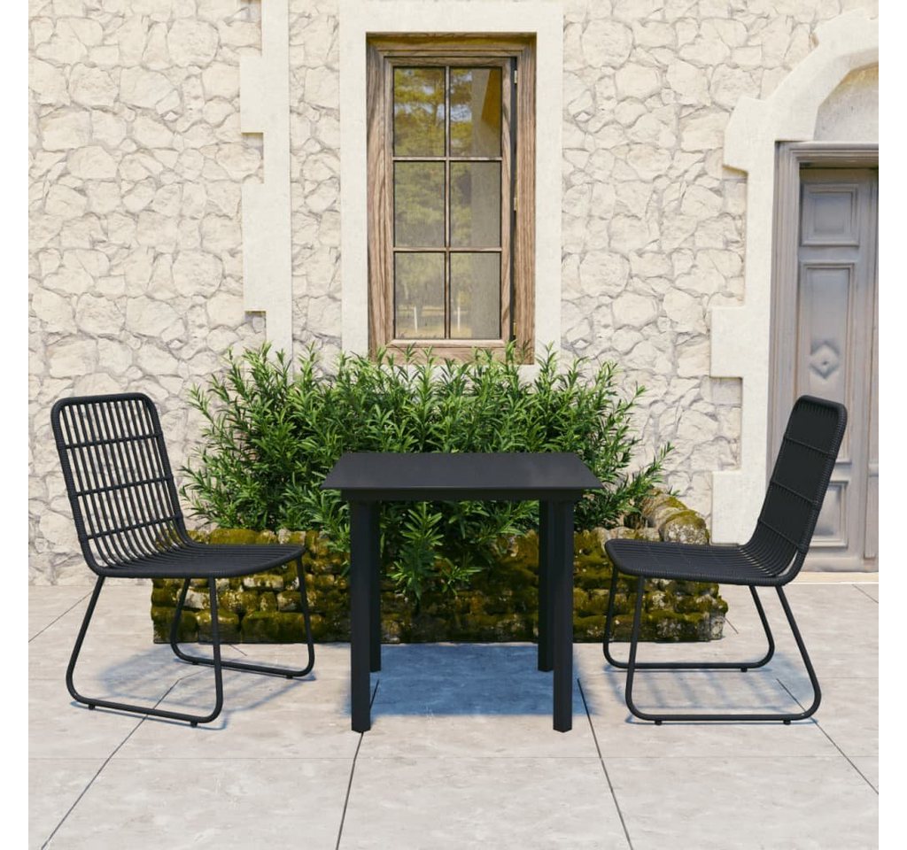 furnicato Garten-Essgruppe 3-tlg. Poly Rattan und Glas von furnicato