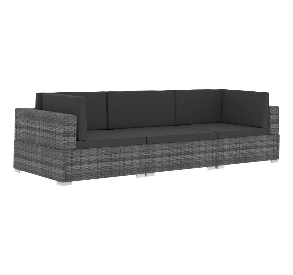 furnicato Gartenlounge-Set 3-tlg. Garten-Sofagarnitur mit Auflagen Poly Rattan Grau, (1-tlg) furnicato Gartenlounge-Set 3-tlg. Garten-Sofagarnitur mit Auflagen Poly Rattan Grau, (1-tlg) von furnicato