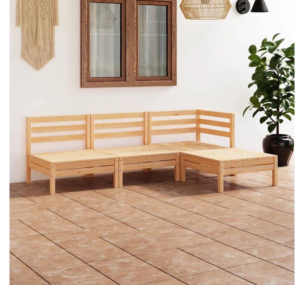 furnicato Garten-Essgruppe 4-tlg. Garten-Lounge-Set Massivholz Kiefer von furnicato