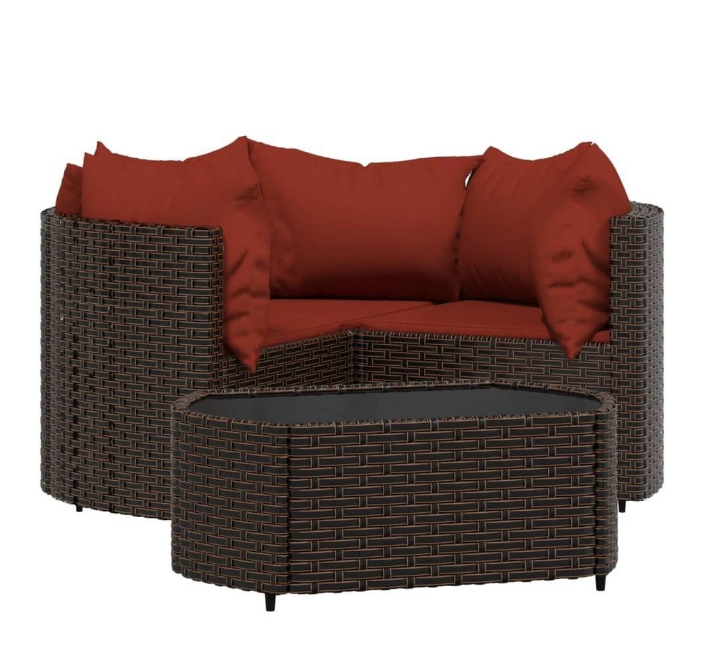 furnicato Garten-Essgruppe 4-tlg. Garten-Lounge-Set mit Kissen Braun Poly Rattan von furnicato