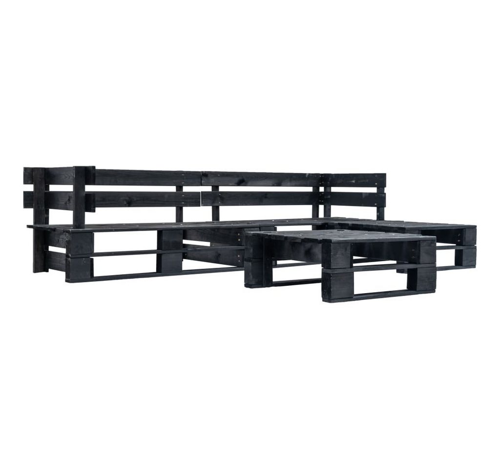 furnicato Garten-Essgruppe 4-tlg. Garten-Paletten-Sofagarnitur Schwarz Holz, (1-tlg) von furnicato