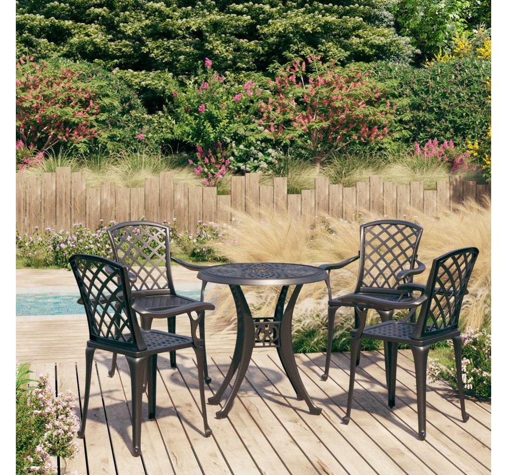 furnicato Garten-Essgruppe 5-tlg. Bistro-Set Aluminiumguss Schwarz von furnicato