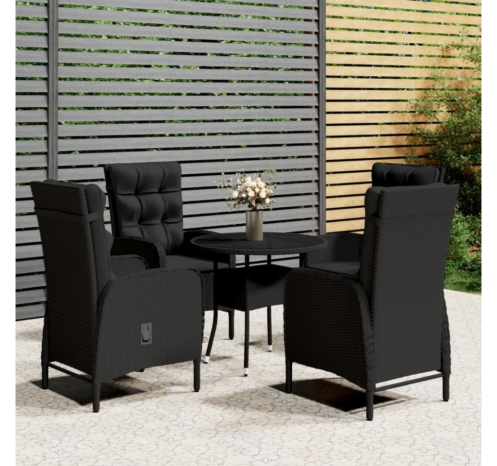 furnicato Garten-Essgruppe 5-tlg. Garten-Bistro-Set Poly Rattan Schwarz von furnicato