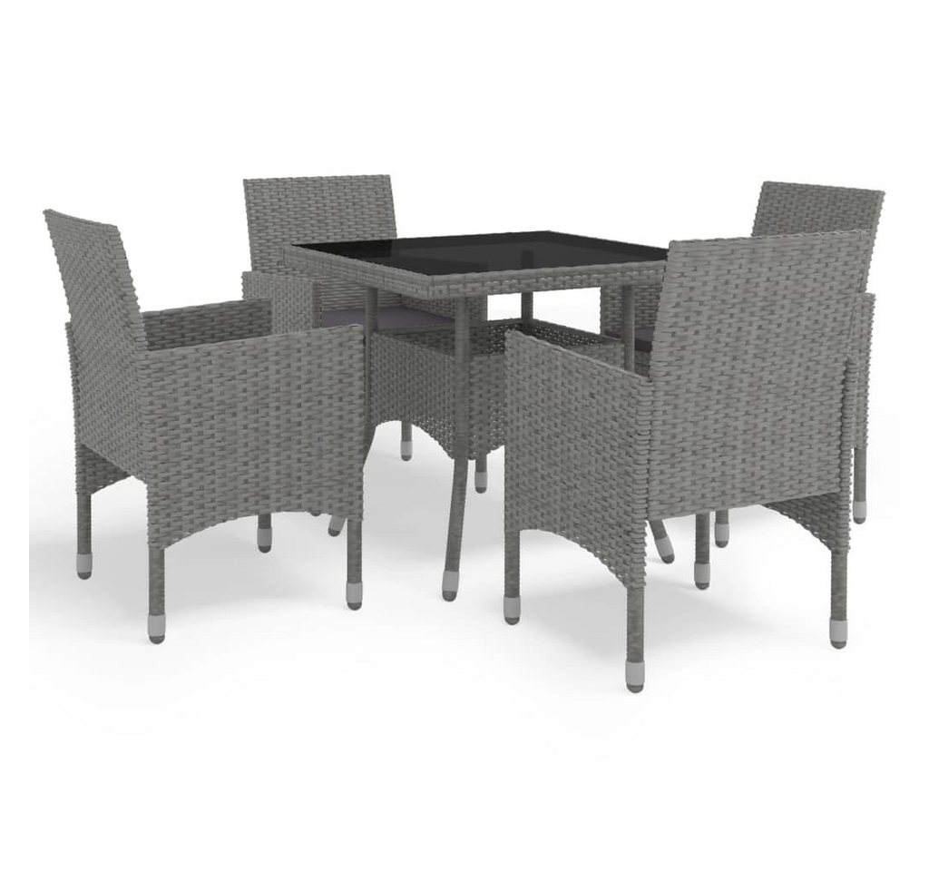 furnicato Garten-Essgruppe 5-tlg. Grau Poly Rattan und Glas von furnicato