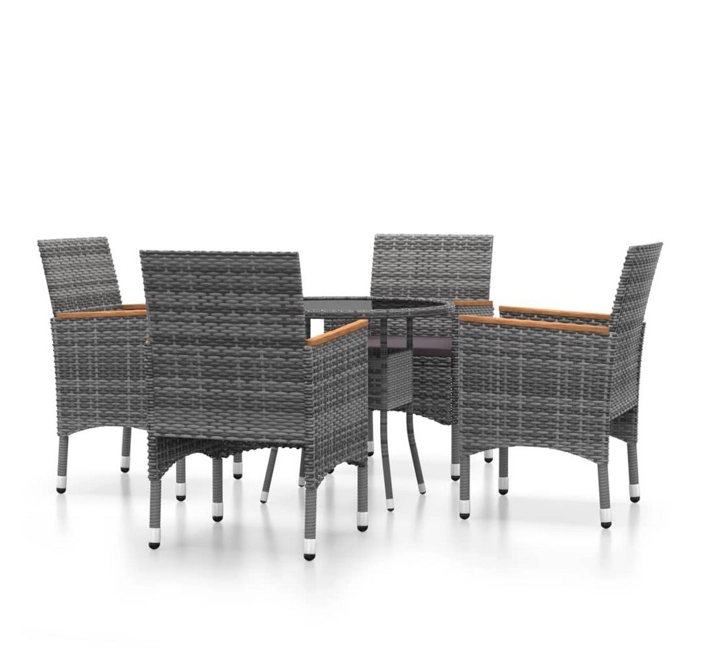 furnicato Garten-Essgruppe 5-tlg. Poly Rattan Grau von furnicato