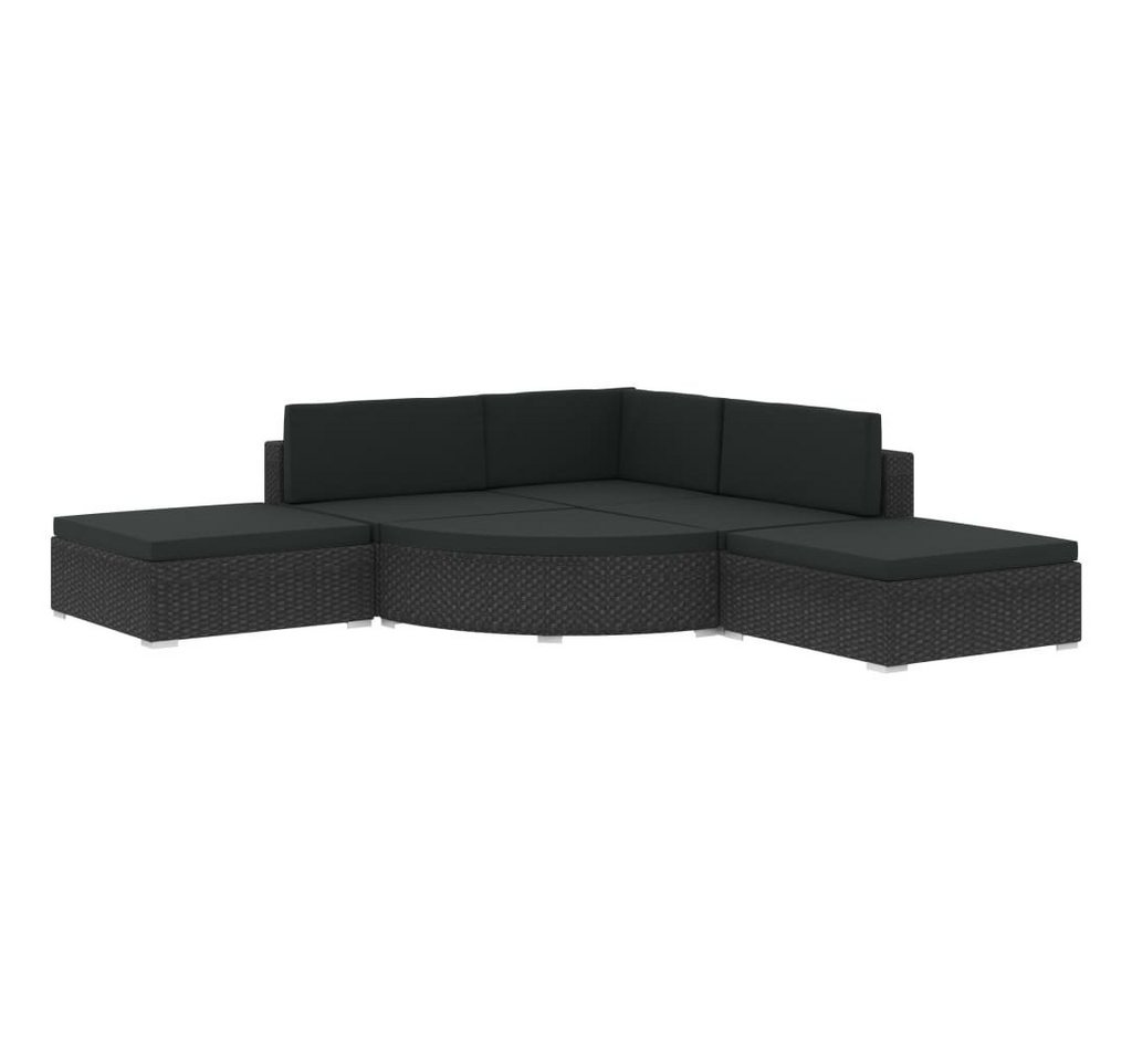 furnicato Gartenlounge-Set 6-tlg. Garten-Lounge-Set mit Auflagen Poly Rattan Schwarz, (1-tlg) furnicato Gartenlounge-Set 6-tlg. Garten-Lounge-Set mit Auflagen Poly Rattan Schwarz, (1-tlg) von furnicato