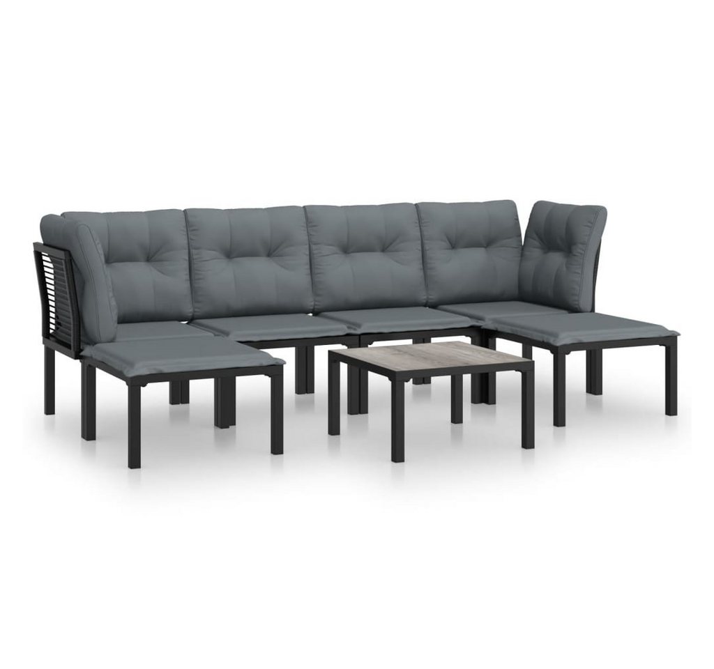 furnicato Gartenlounge-Set 7-tlg. Garten-Lounge-Set Schwarz und Grau Poly Rattan, (1-tlg) furnicato Gartenlounge-Set 7-tlg. Garten-Lounge-Set Schwarz und Grau Poly Rattan, (1-tlg) von furnicato