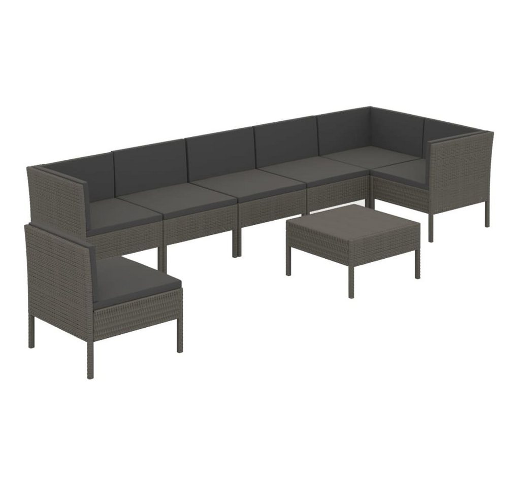 furnicato Garten-Essgruppe 8-tlg. Garten-Lounge-Set mit Auflagen Poly Rattan Grau von furnicato