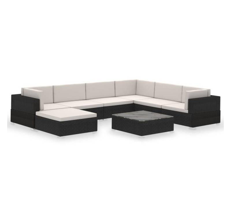 furnicato Garten-Essgruppe 8-tlg. Garten-Lounge-Set mit Auflagen Poly Rattan Schwarz, (1-tlg) von furnicato