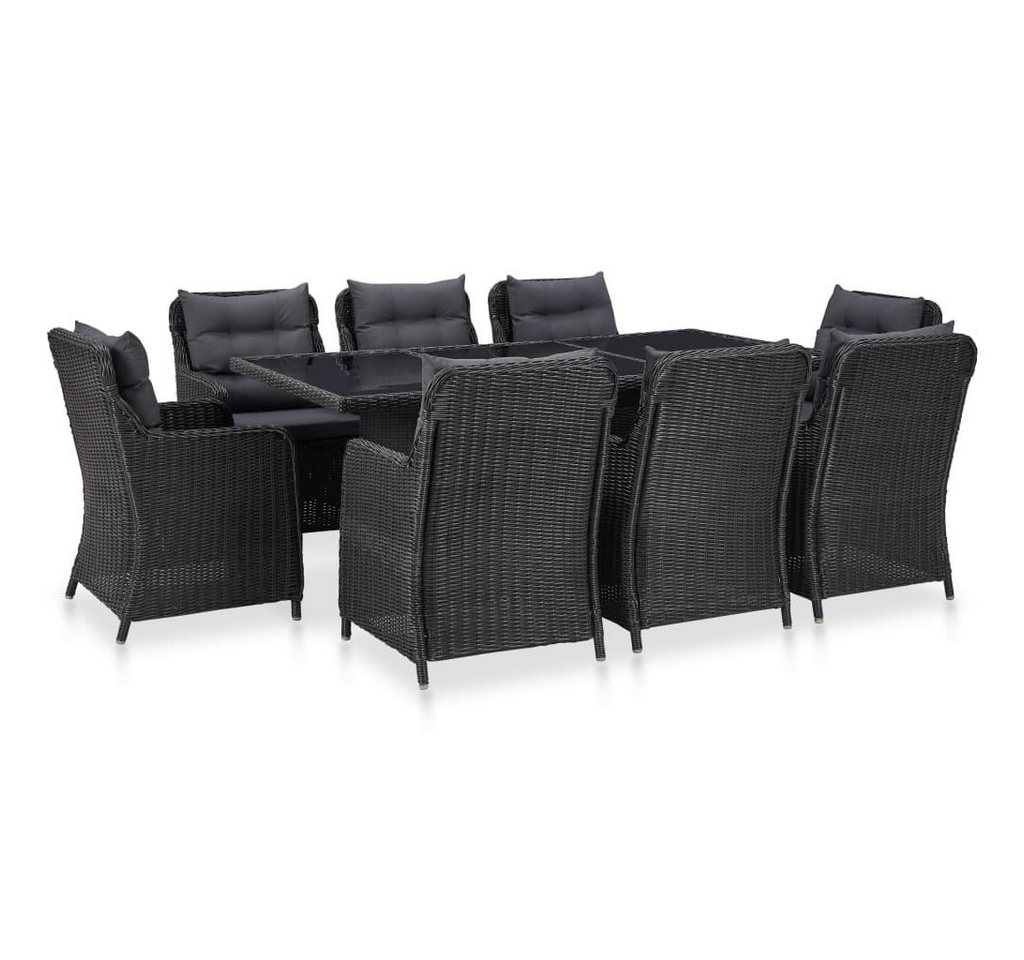 furnicato Garten-Essgruppe 9-tlg. Poly Rattan Schwarz von furnicato