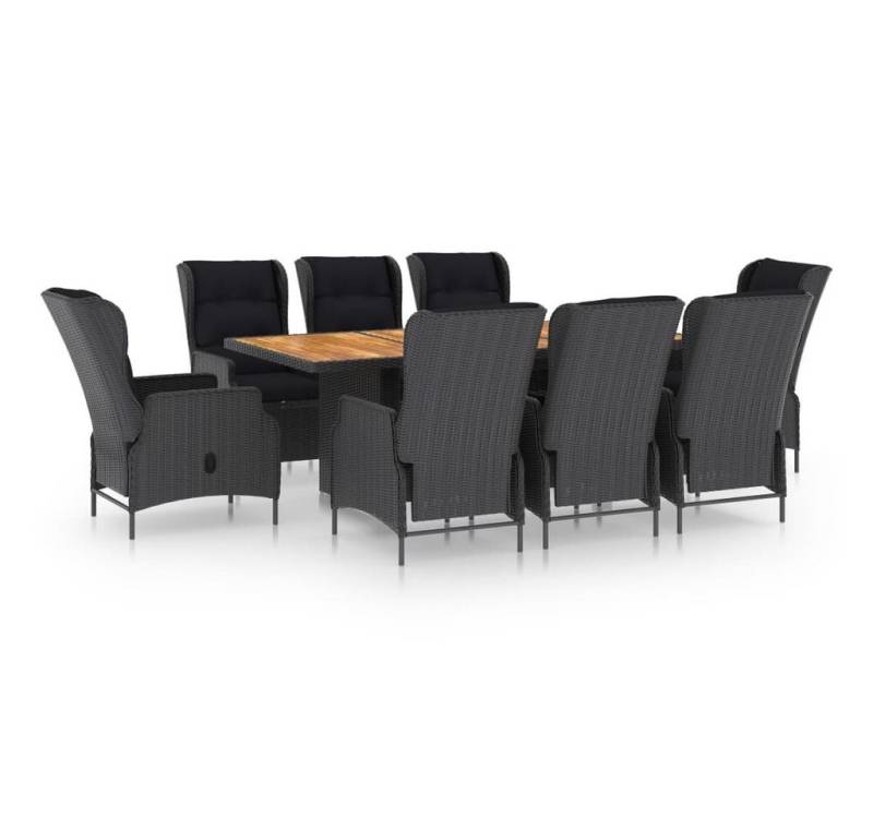 furnicato Garten-Essgruppe 9-tlg. mit Auflagen Poly Rattan Dunkelgrau, (1-tlg) von furnicato