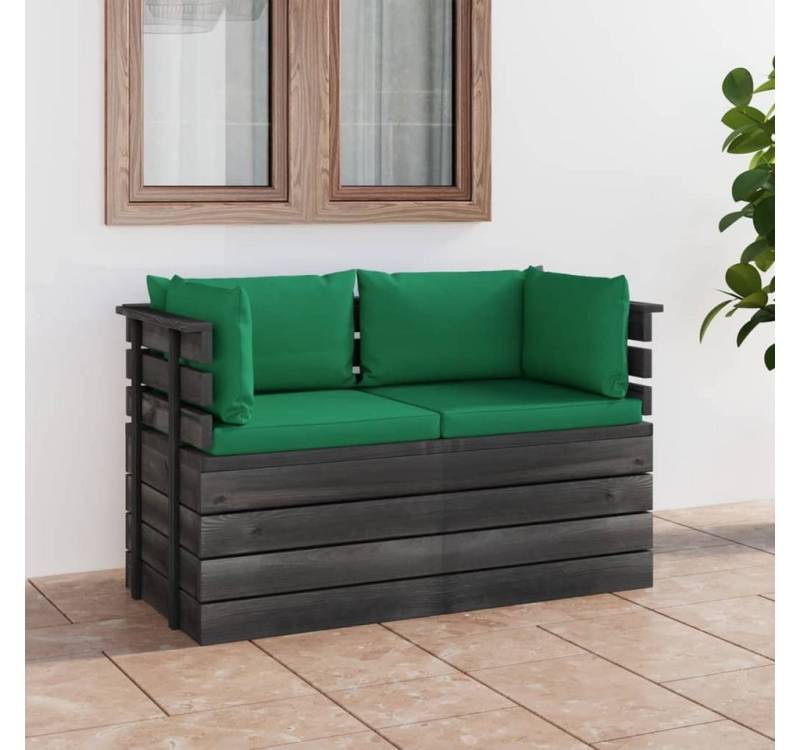 furnicato Garten-Essgruppe Garten-Palettensofa 2-Sitzer mit Kissen Kiefer Massivholz von furnicato