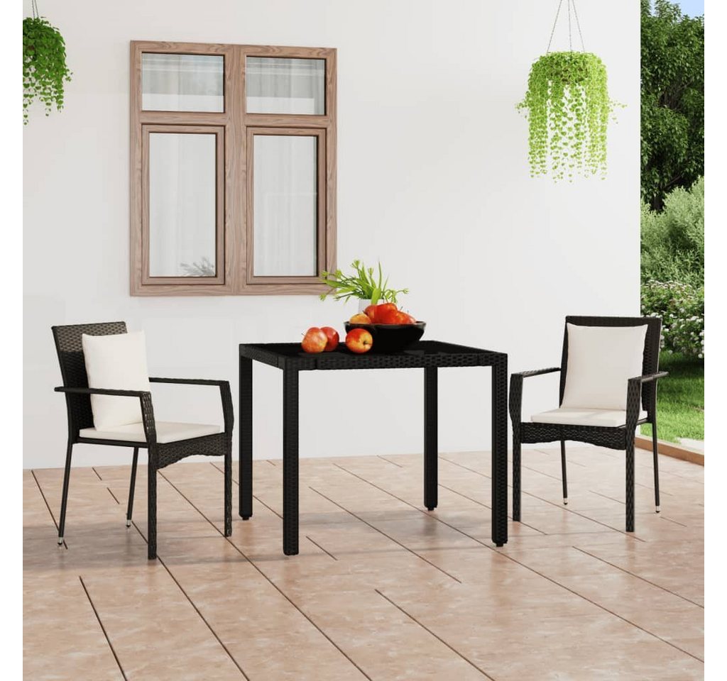 furnicato Gartenstuhl Gartenstühle mit Kissen 2 Stk. Poly Rattan Schwarz von furnicato