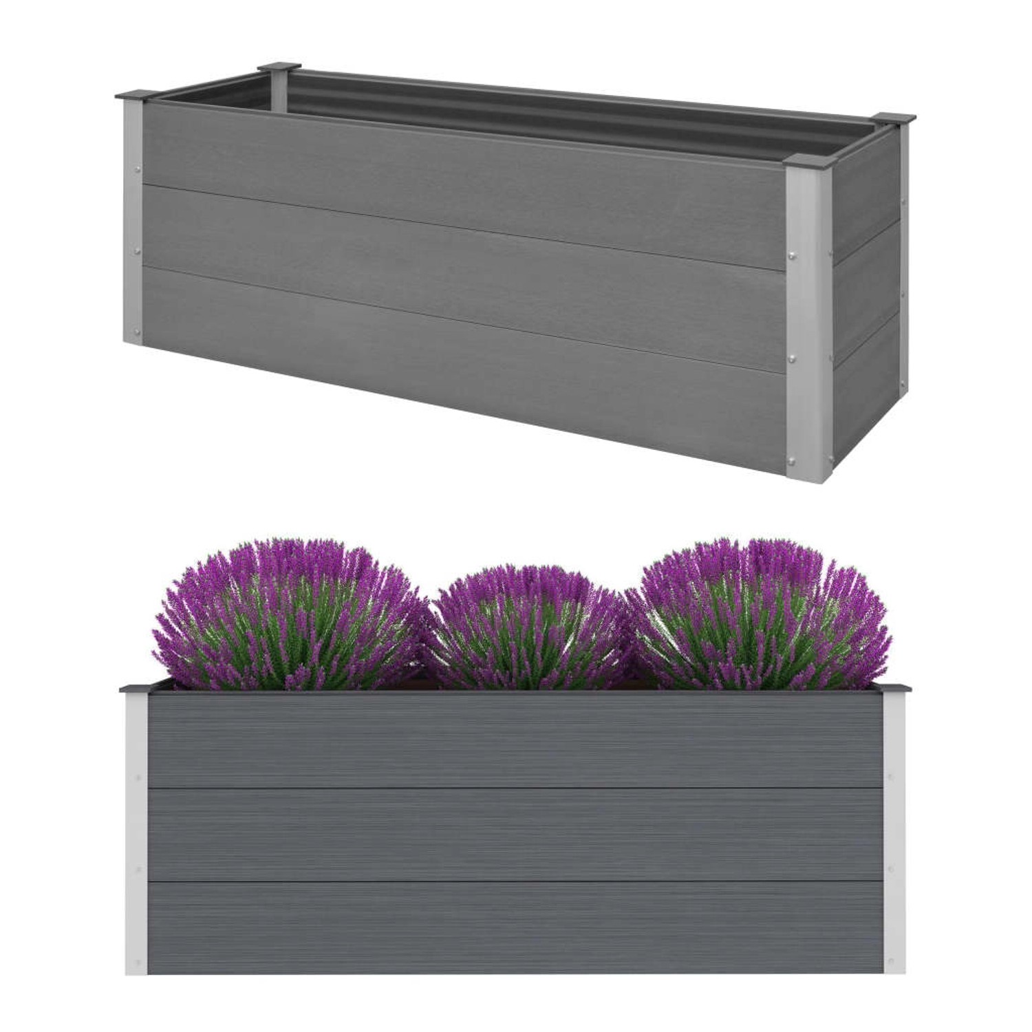 furnicato Garten-Hochbeet WPC 150 x 50 x 54 cm Grau von furnicato