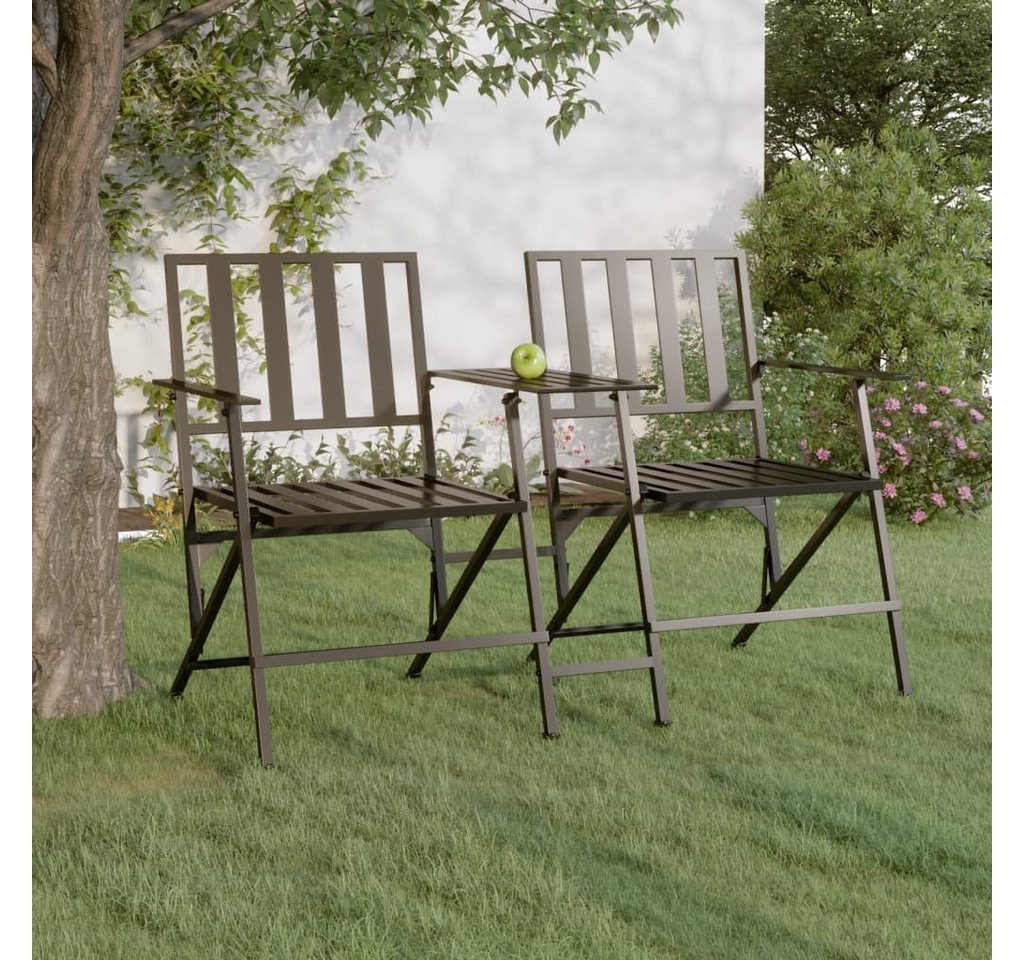 furnicato Gartenbank 2-Sitzer-Klappbar 137 cm Schwarz Stahl von furnicato