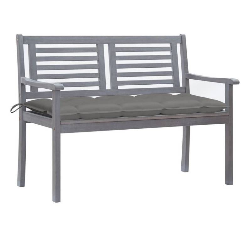 furnicato Gartenbank 2-Sitzer-mit Auflage 120 cm Grau Eukalyptusholz von furnicato
