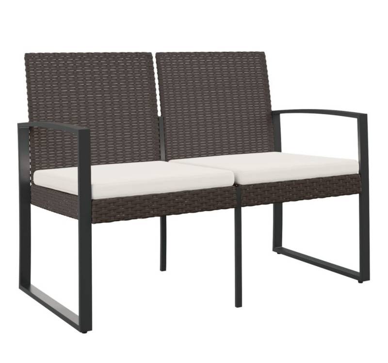 furnicato Gartenbank 2-Sitzer mit Kissen Braun PP-Rattan (1-St) von furnicato
