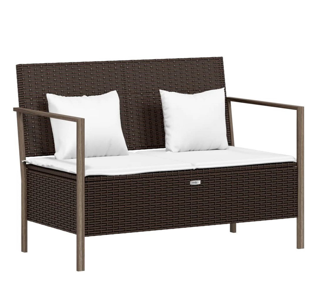furnicato Gartenbank 2-Sitzer mit Kissen Braun Poly Rattan (1-St., 1x Gartenbank, 1 x Sitzkissen, 2 x Rückenkissen) von furnicato