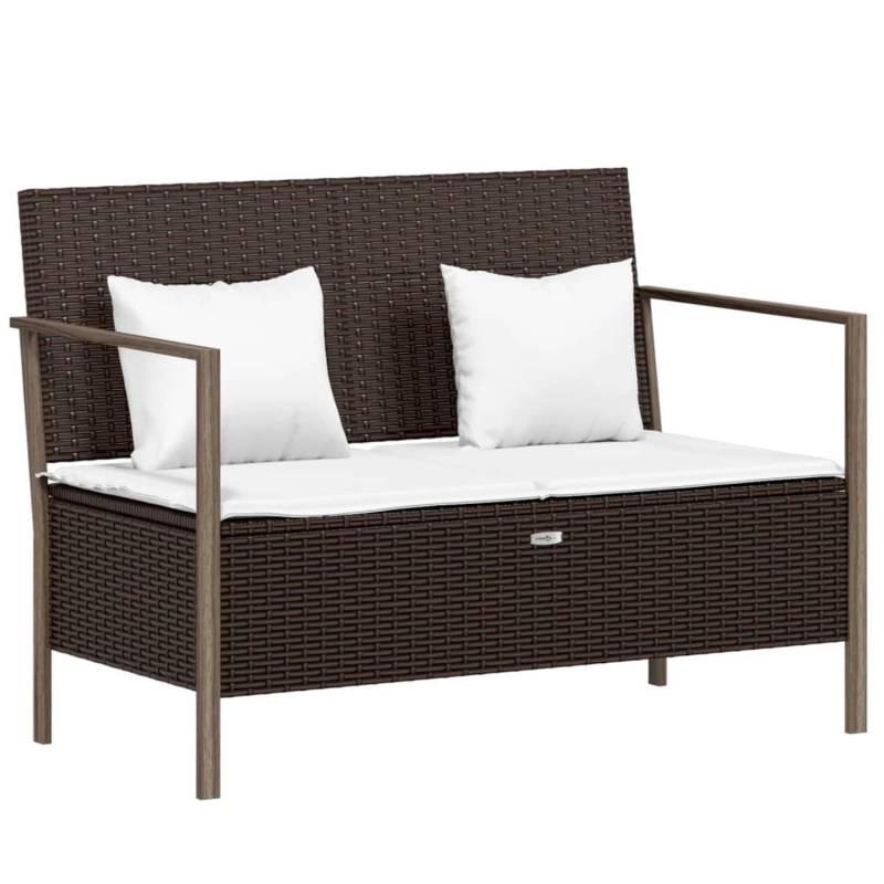 furnicato Gartenbank 2-Sitzer mit Kissen Braun Poly Rattan von furnicato