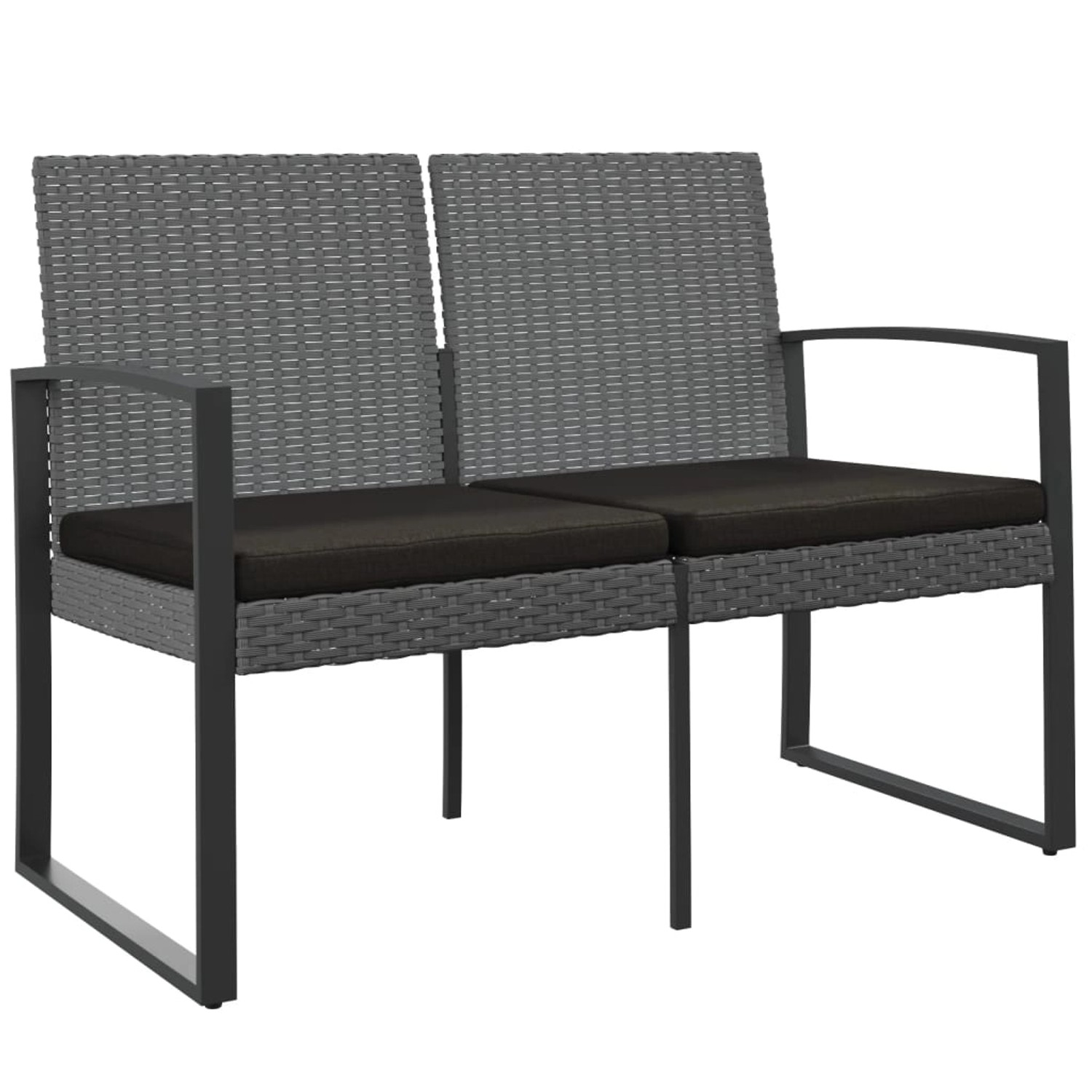 furnicato Gartenbank 2-Sitzer mit Kissen Dunkelgrau PP-Rattan furnicato Gartenbank 2-Sitzer mit Kissen Dunkelgrau PP-Rattan von furnicato