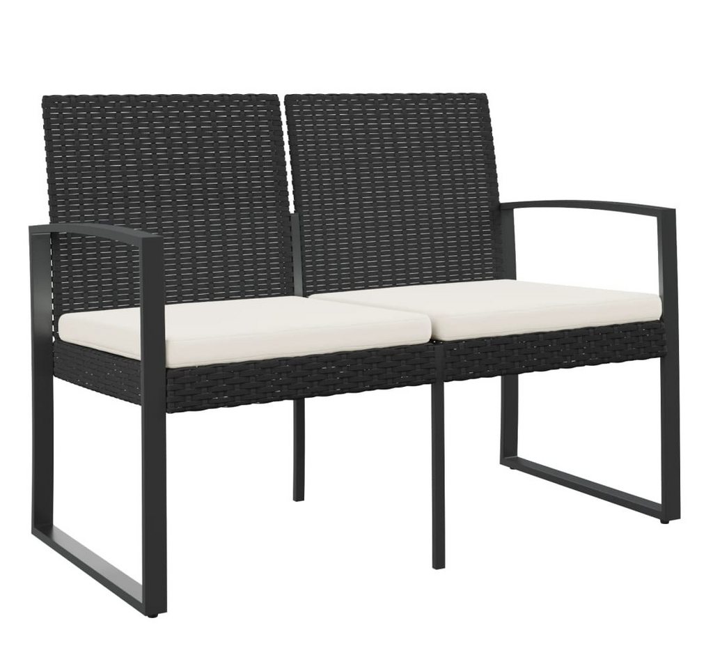 furnicato Gartenbank 2-Sitzer mit Kissen Schwarz PP-Rattan (1-St., 1 x Bank, 2 x Kissen) von furnicato