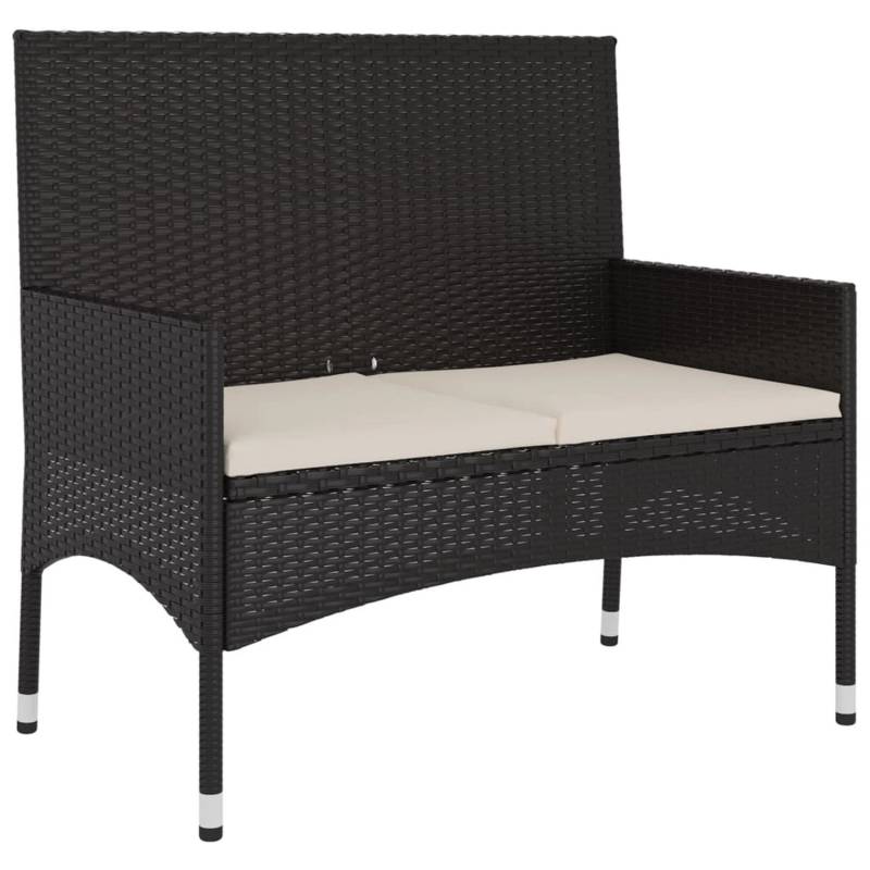furnicato Gartenbank 2-Sitzer mit Kissen Schwarz Poly Rattan von furnicato