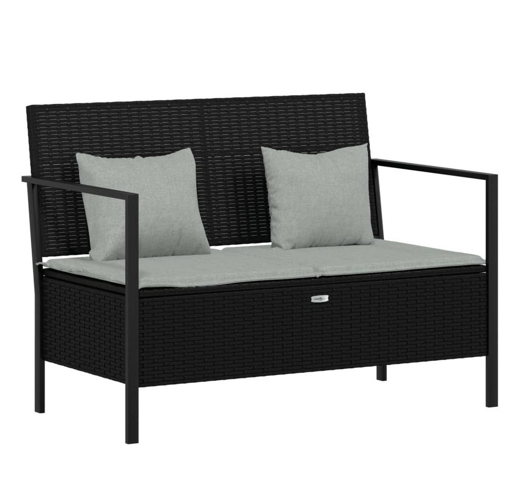 furnicato Gartenbank 2-Sitzer mit Kissen Schwarz Poly Rattan (1-St., 1x Gartenbank, 1 x Sitzkissen, 2 x Rückenkissen) von furnicato