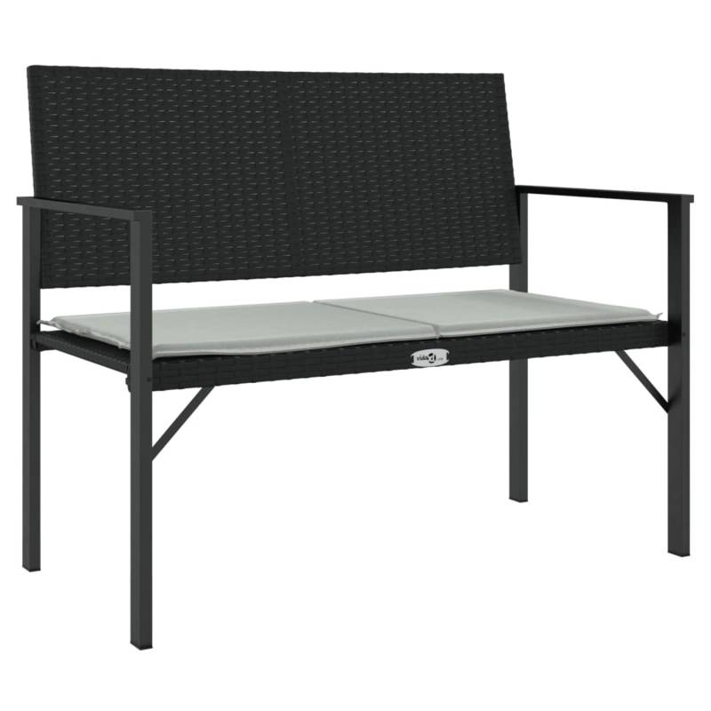 furnicato Gartenbank 2-Sitzer mit Kissen Schwarz Poly Rattan von furnicato