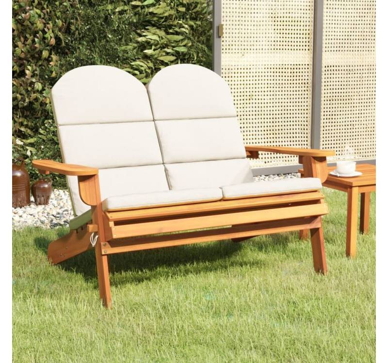 furnicato Gartenbank Adirondack-mit Kissen 126 cm Massivholz Akazie (1-St., 1x Gartenbank, 2 x Sitzkissen, 2 x Rückenkissen) von furnicato