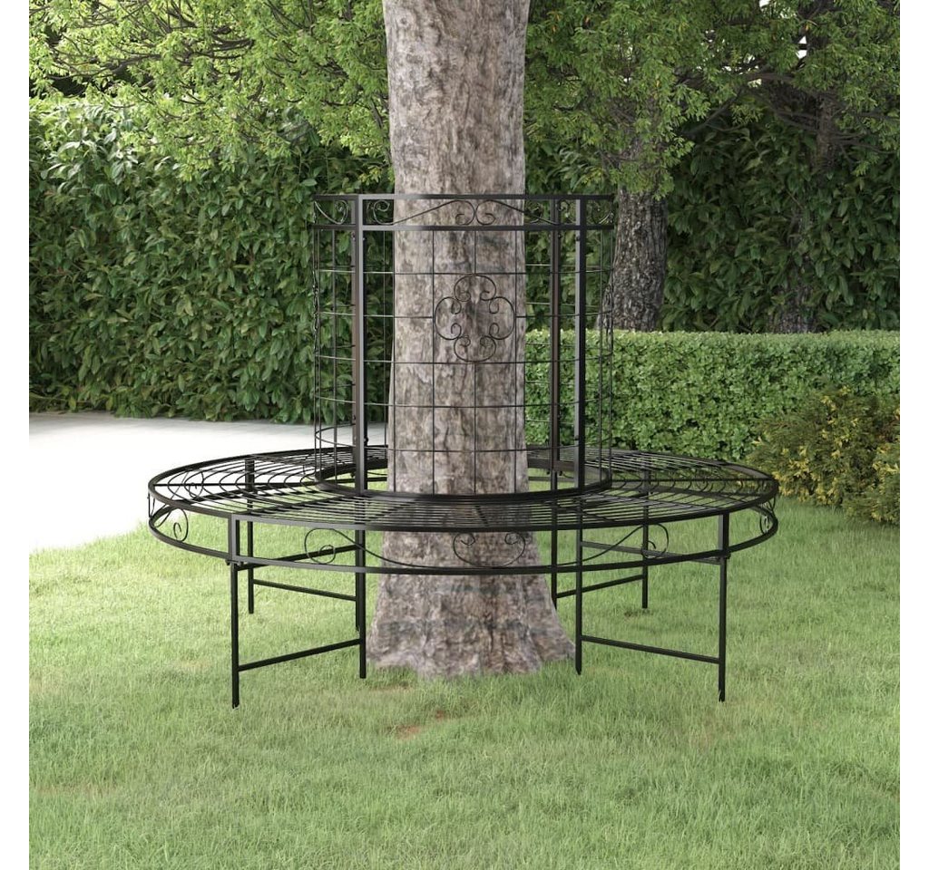 furnicato Gartenbank Baumbank Rund Ø137 cm Schwarz Stahl von furnicato