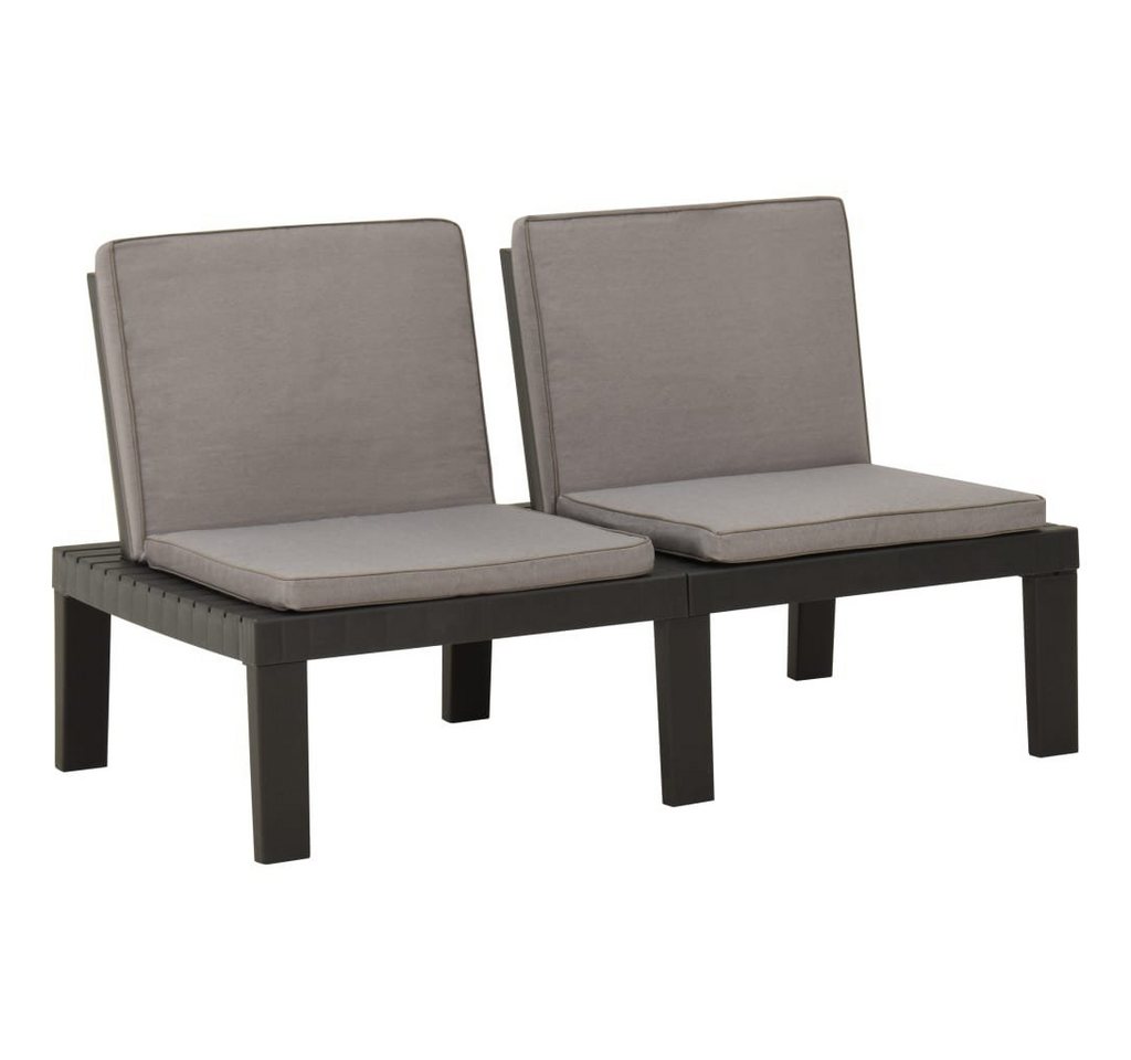 furnicato Gartenbank Garten-Lounge-Bank mit Auflagen Kunststoff Grau (1-St) von furnicato