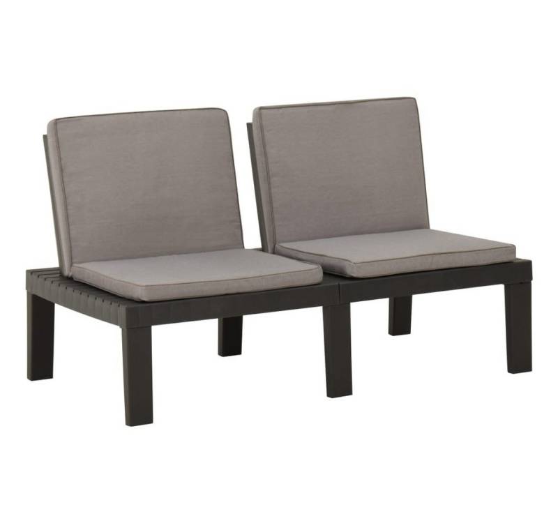 furnicato Gartenbank Garten-Lounge-Bank mit Auflagen Kunststoff Grau (1-St) von furnicato