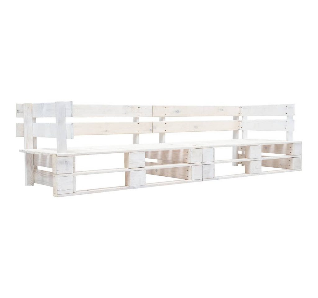 furnicato Gartenbank Garten-Palettensofa 2-Sitzer Weiß Holz (1-St) von furnicato