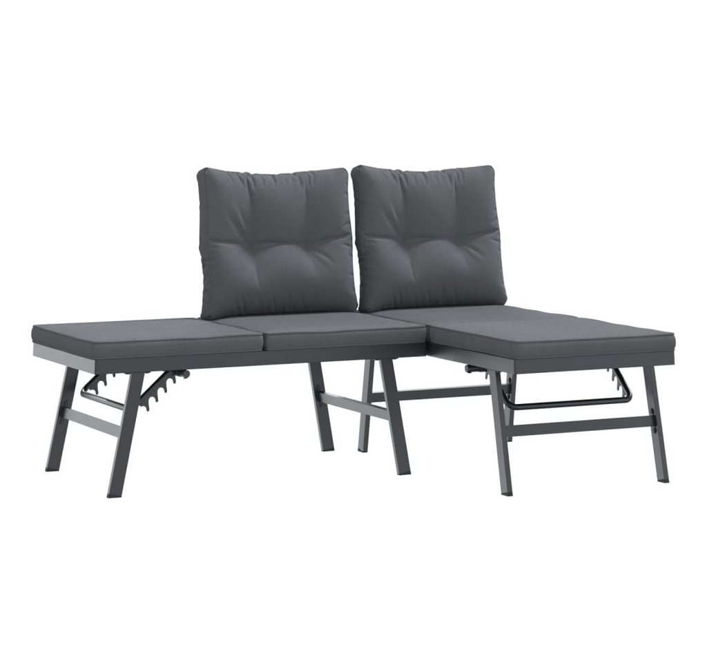 furnicato Gartenbank Gartenbänke mit Kissen 2 Stk. Schwarz Pulverbeschichteter Stahl (1-St) furnicato Gartenbank Gartenbänke mit Kissen 2 Stk. Schwarz Pulverbeschichteter Stahl (1-St) von furnicato