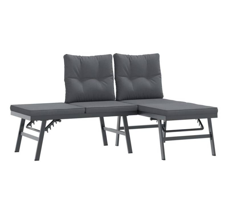 furnicato Gartenbank Gartenbänke mit Kissen 2 Stk. Schwarz Pulverbeschichteter Stahl (1-St) von furnicato