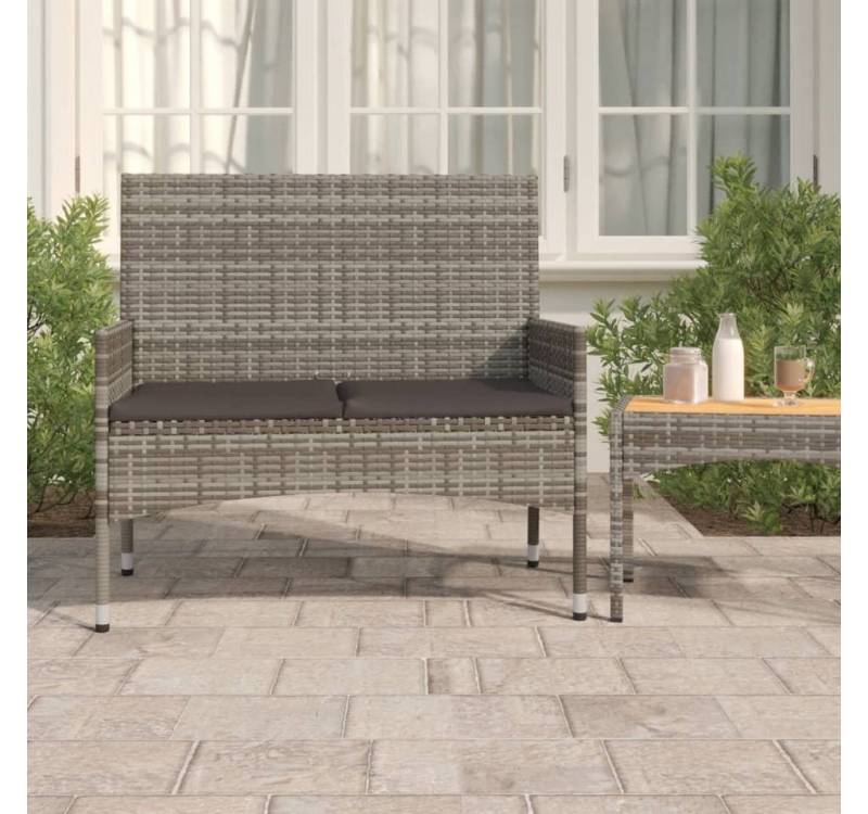 furnicato Gartenbank 2-Sitzer mit Kissen Grau Poly Rattan von furnicato