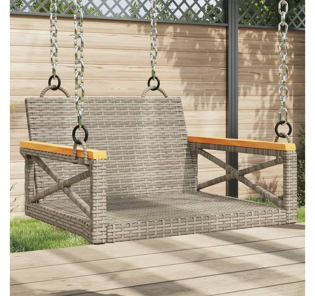 furnicato Gartenbank Hängesessel Grau 63x62x40 cm Poly Rattan (1-St., Schaukelbank) von furnicato