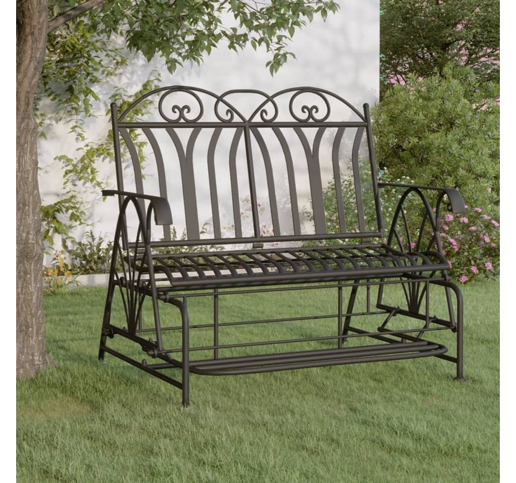 furnicato Gartenbank Schaukelbank 2-Sitzer 114 cm Schwarz Stahl von furnicato