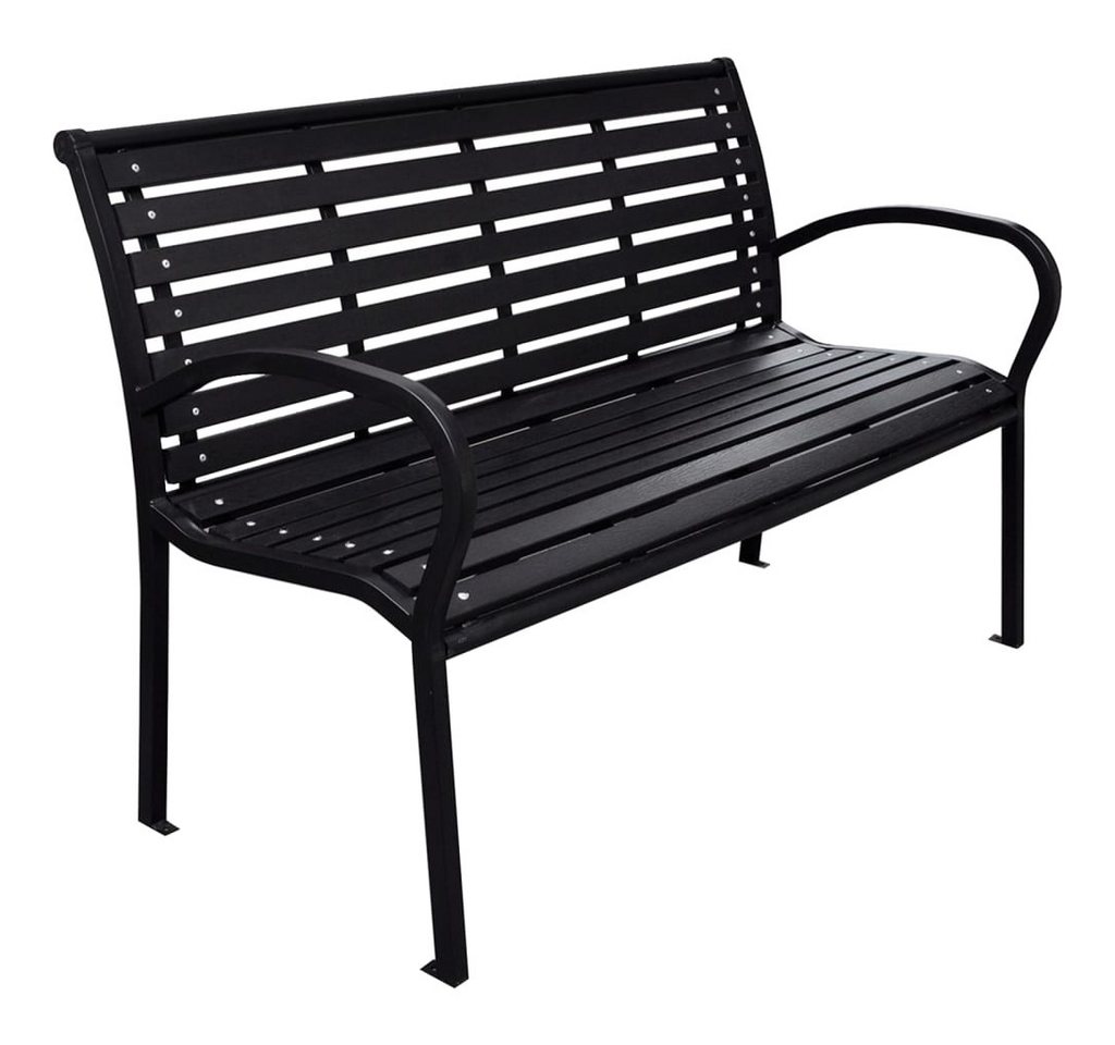 furnicato Gartenbank Schwarz 116 cm Stahl und WPC (1-St) von furnicato