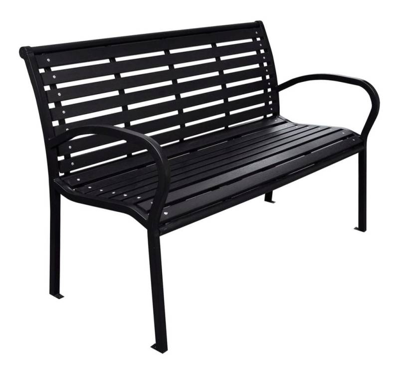 furnicato Gartenbank Schwarz 116 cm Stahl und WPC (1-St) von furnicato