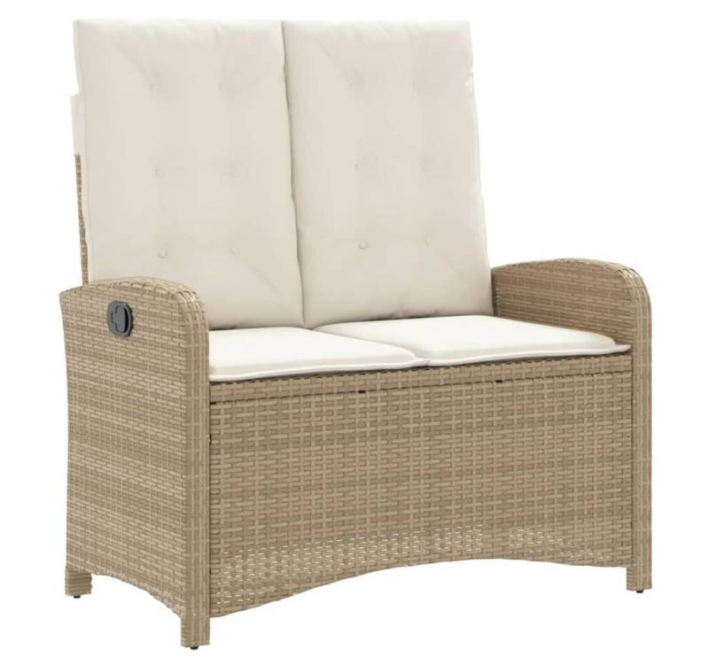 furnicato Gartenbank Verstellbar mit Kissen Beige Poly Rattan (1-St) von furnicato