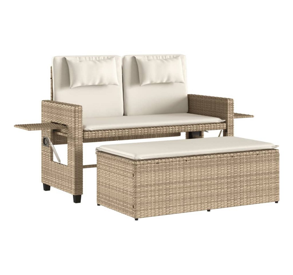 furnicato Gartenbank Verstellbar mit Kissen Beige Poly Rattan (Gartenmöbel, 1-St) furnicato Gartenbank Verstellbar mit Kissen Beige Poly Rattan (Gartenmöbel, 1-St) von furnicato
