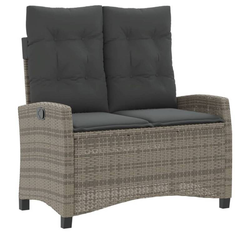 furnicato Gartenbank Verstellbar mit Kissen Grau Poly Rattan (Gartenmöbel, 1-St) von furnicato