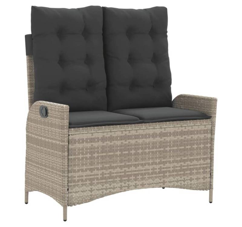 furnicato Gartenbank Verstellbar mit Kissen Hellgrau Poly Rattan (1-St) von furnicato