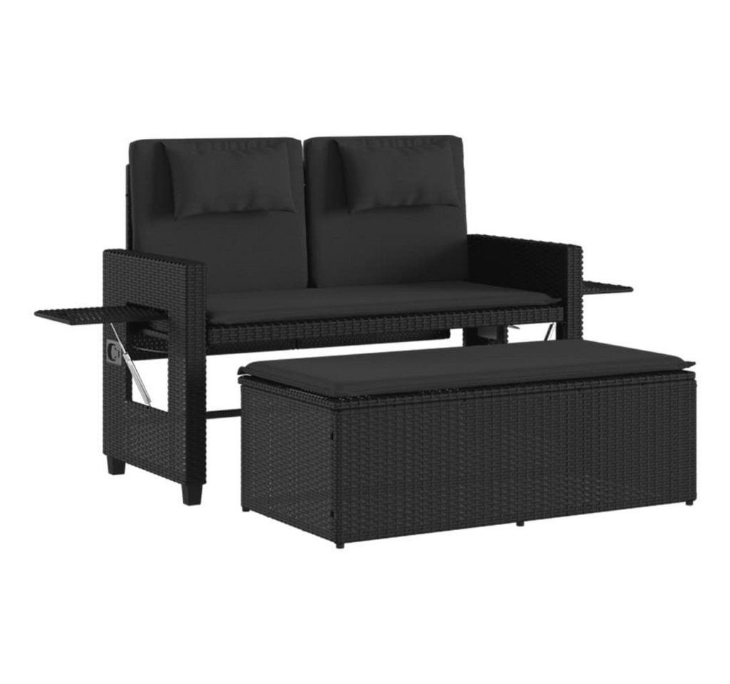 furnicato Gartenbank Verstellbar mit Kissen Schwarz Poly Rattan (Gartenmöbel, 1-St) furnicato Gartenbank Verstellbar mit Kissen Schwarz Poly Rattan (Gartenmöbel, 1-St) von furnicato