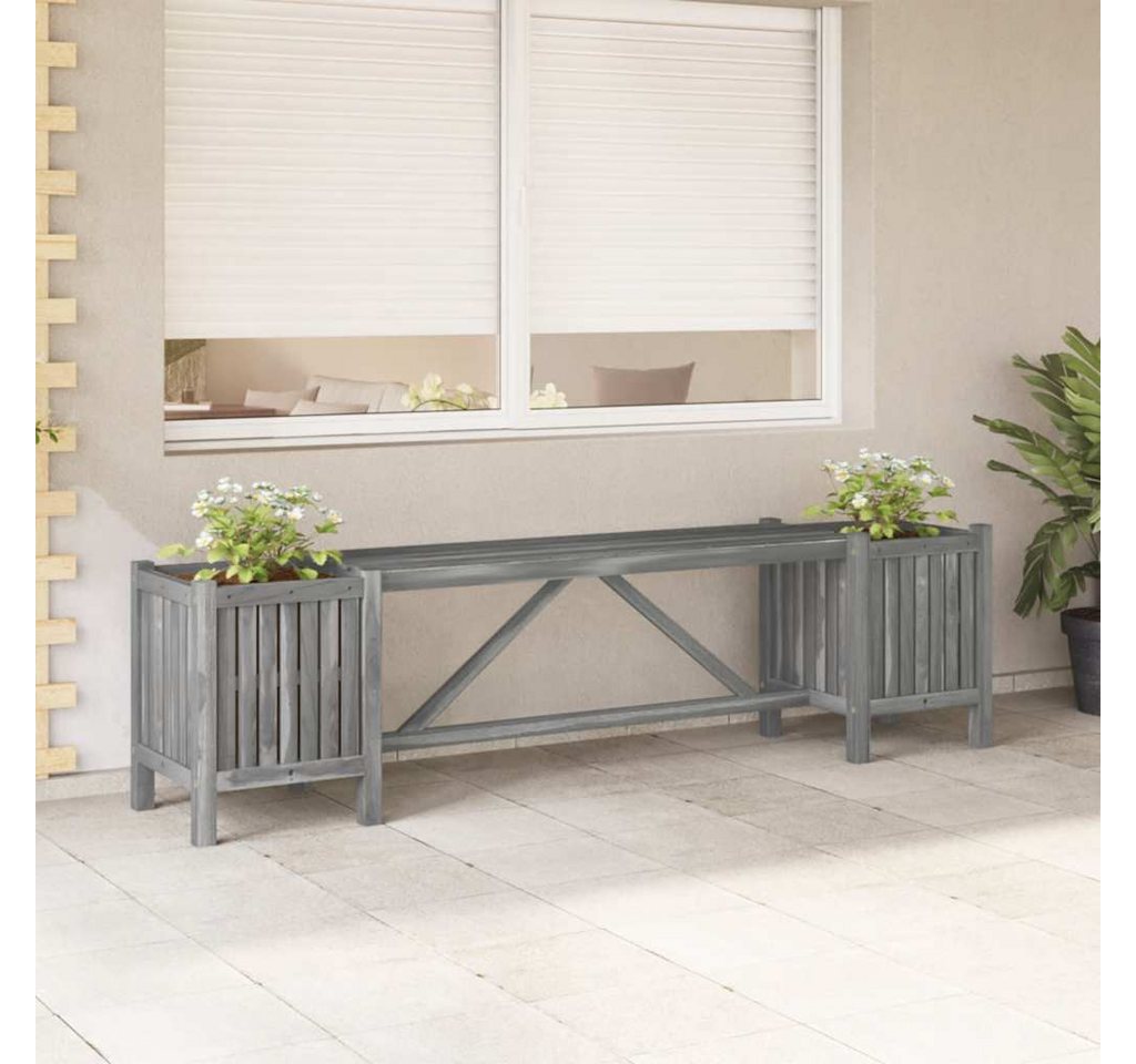furnicato Gartenbank mit 2 Pflanzkübeln 150 cm Massivholz Grau (1-St) von furnicato
