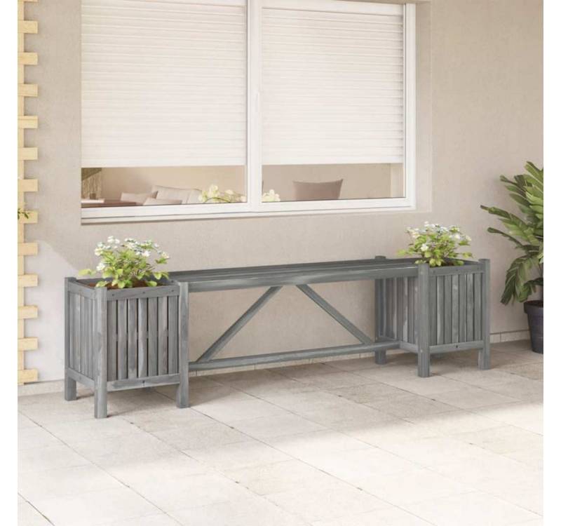 furnicato Gartenbank mit 2 Pflanzkübeln 150 cm Massivholz Grau (1-St) von furnicato