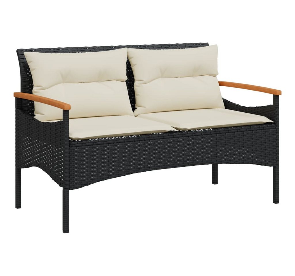 furnicato Gartenbank mit Kissen 116x62,5x74 cm Schwarz Poly Rattan (1-St) furnicato Gartenbank mit Kissen 116x62,5x74 cm Schwarz Poly Rattan (1-St) von furnicato