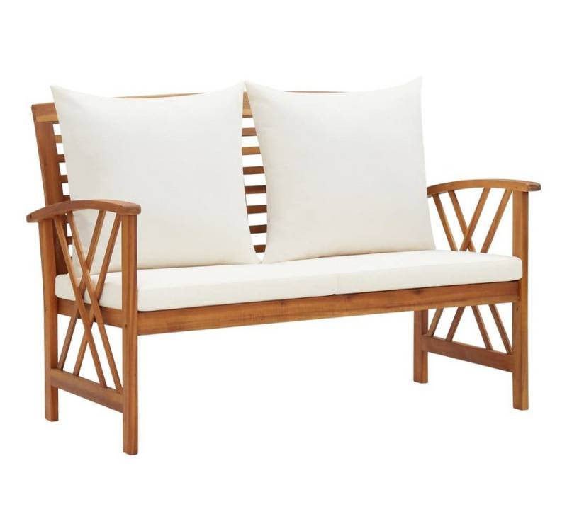 furnicato Gartenbank mit Kissen 119 cm Massivholz Massivholz (1-St., 1 x Bank, 2 x Sitzpolster, 2 x Rückenkissen) von furnicato