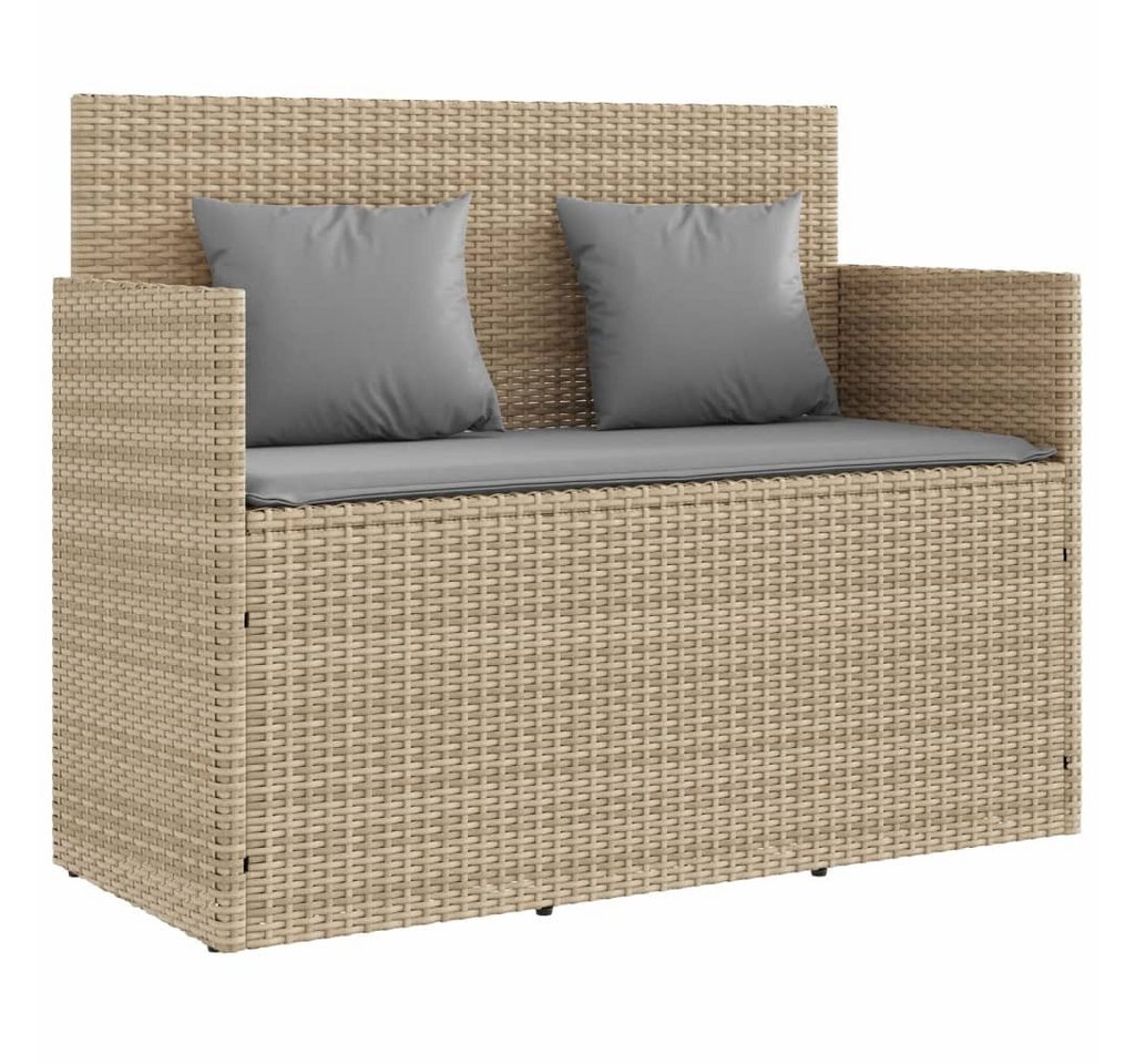 furnicato Gartenbank mit Kissen Beige Poly Rattan (1-St) furnicato Gartenbank mit Kissen Beige Poly Rattan (1-St) von furnicato